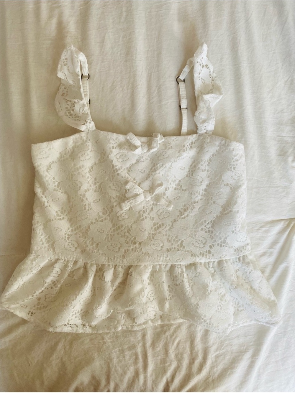 abercrombie kids White Lace Ruffle Cami